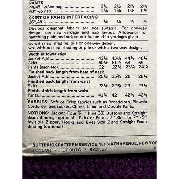 Butterick Sewing pattern 4119 suit blazer pants size 12 - Picture 9 of 9